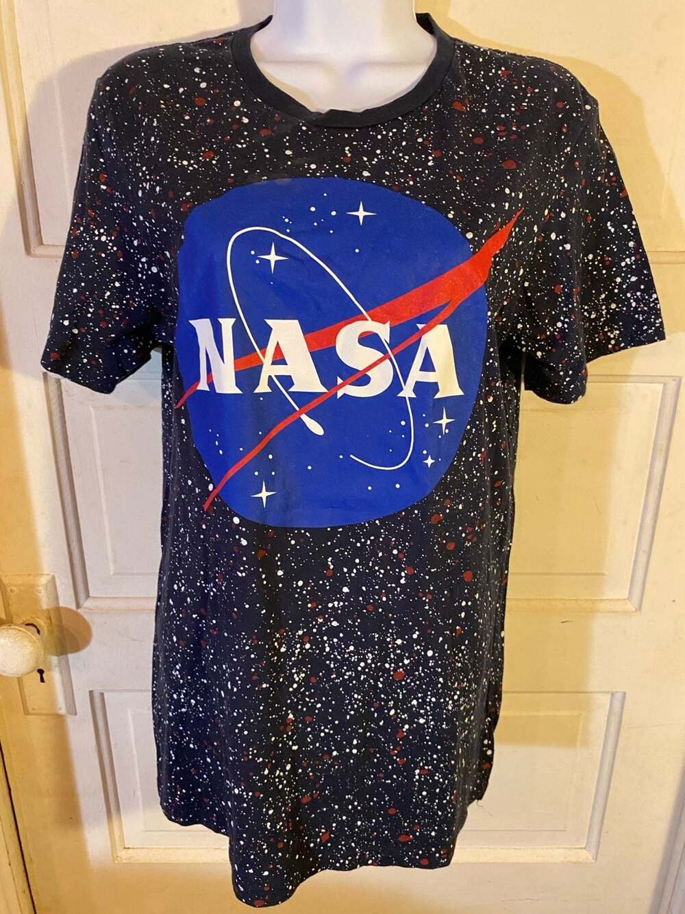 Buzz Aldrin NASA Logo Graphic T-Shirt with Galaxy Paint Splatter Print